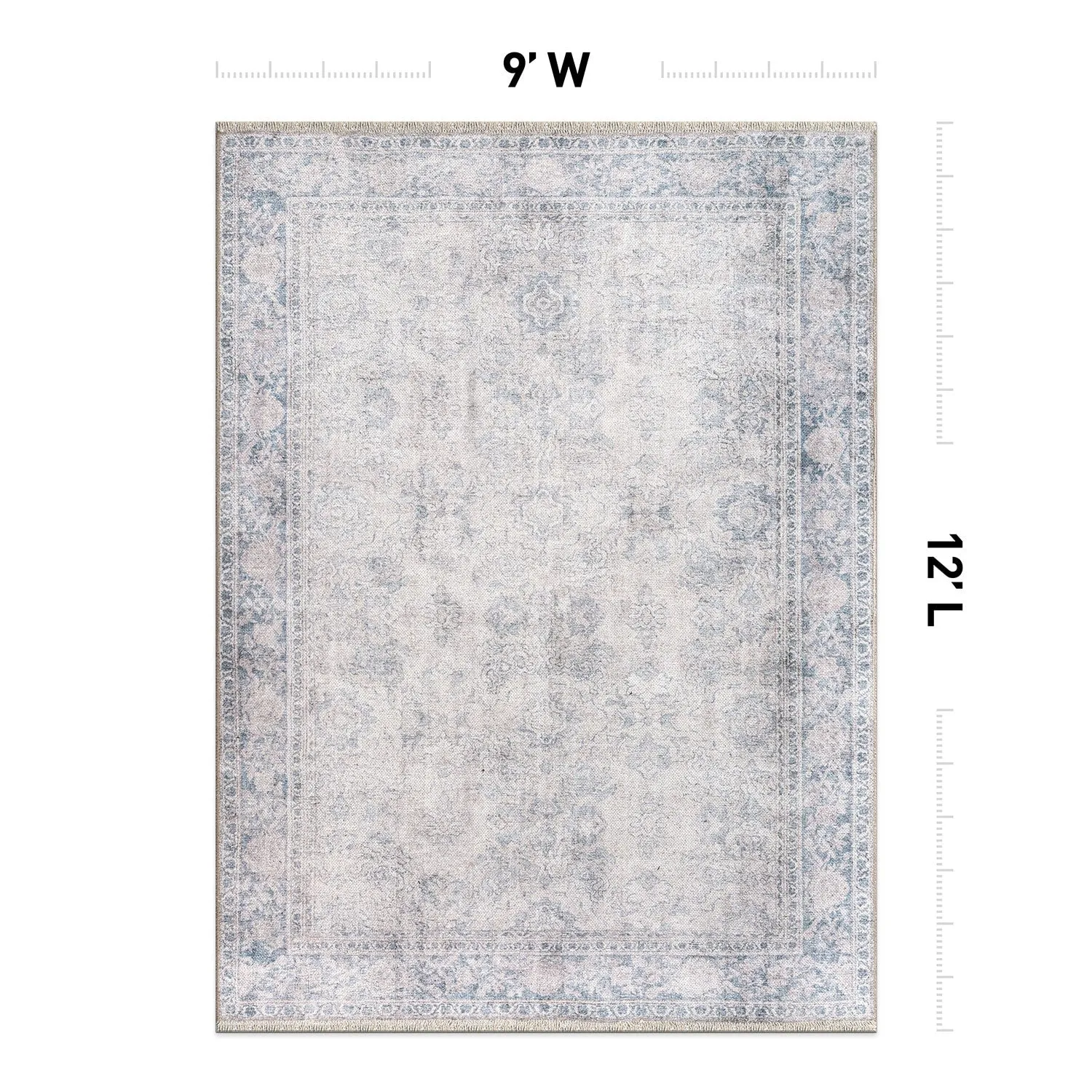 World Rug Gallery Transitional Distressed Vintage Machine Washable Area Rug