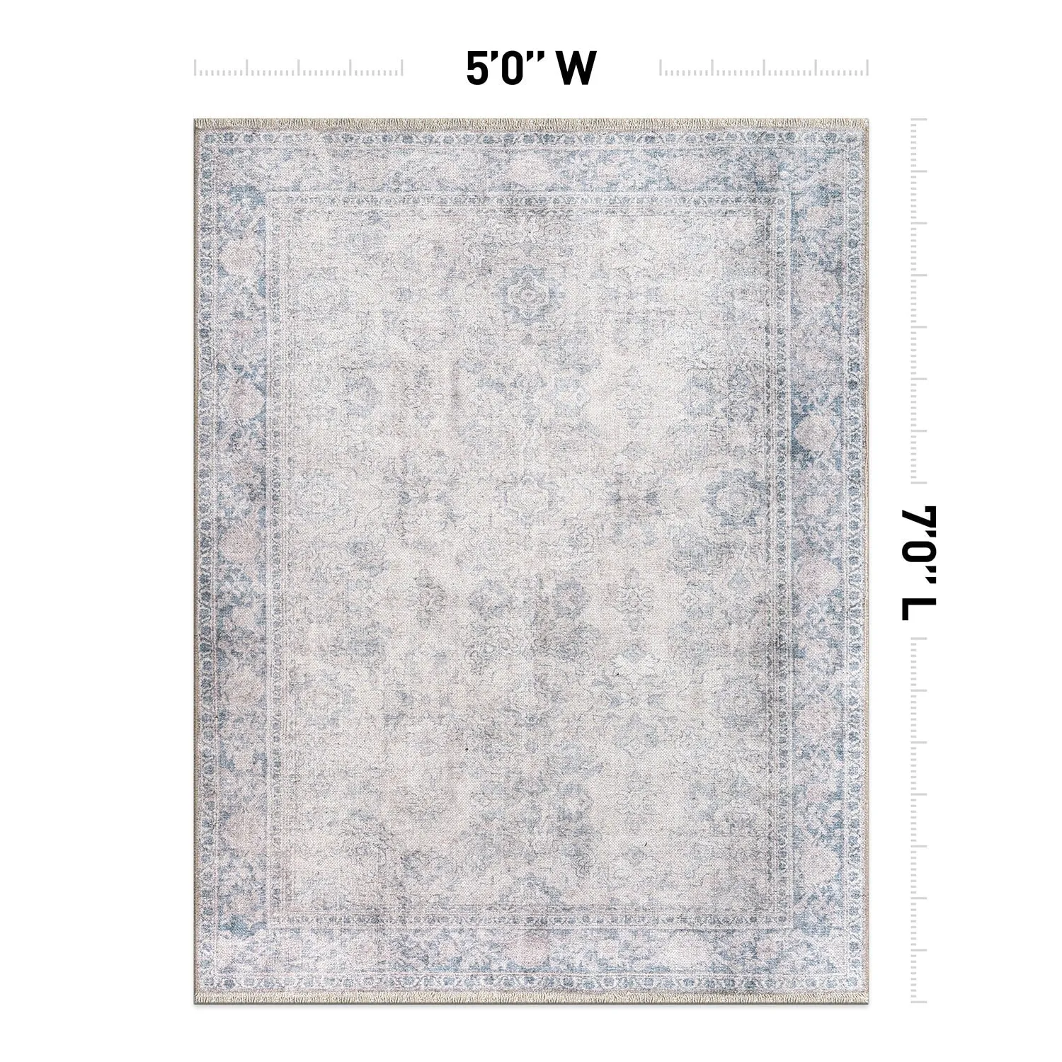 World Rug Gallery Transitional Distressed Vintage Machine Washable Area Rug