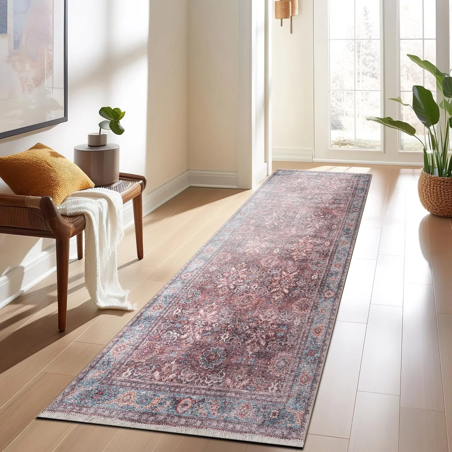 World Rug Gallery Transitional Distressed Vintage Machine Washable Area Rug