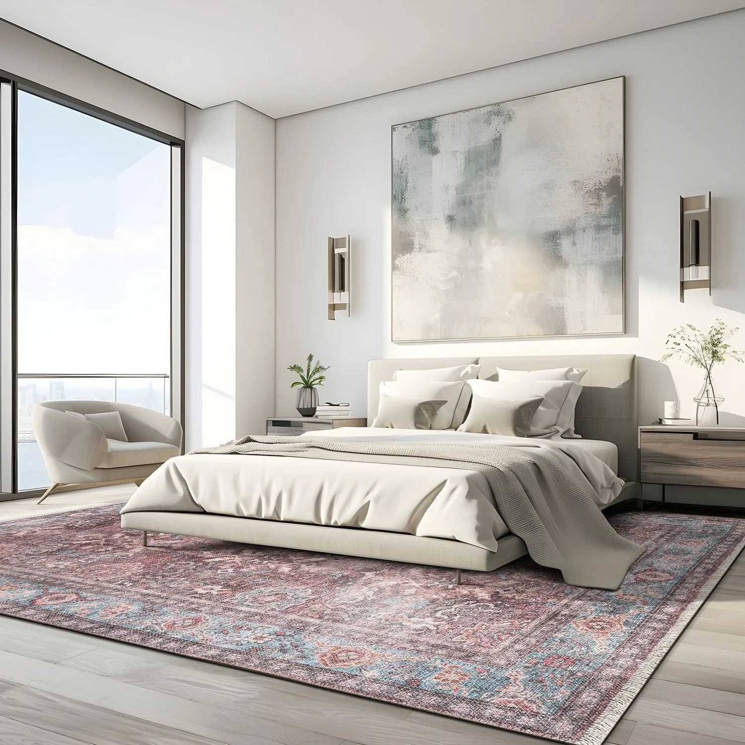 World Rug Gallery Transitional Distressed Vintage Machine Washable Area Rug