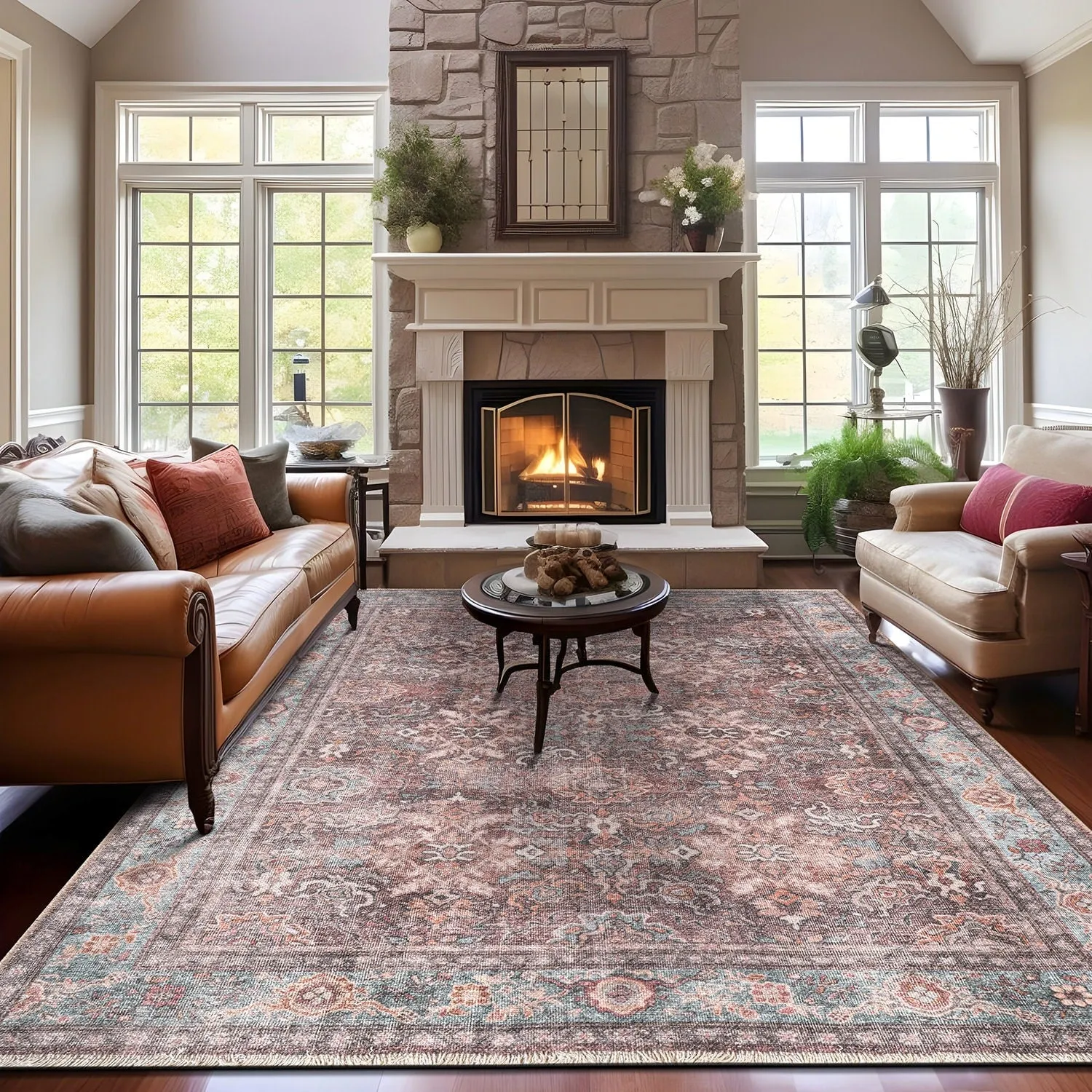 World Rug Gallery Transitional Distressed Vintage Machine Washable Area Rug