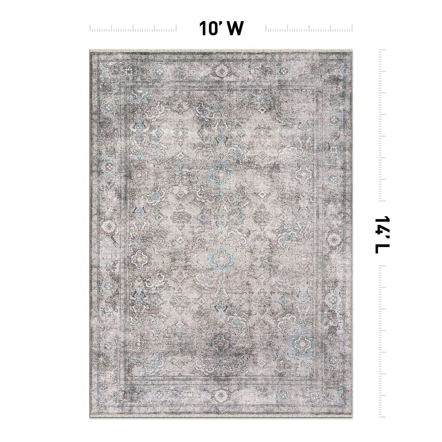 World Rug Gallery Transitional Distressed Vintage Machine Washable Area Rug