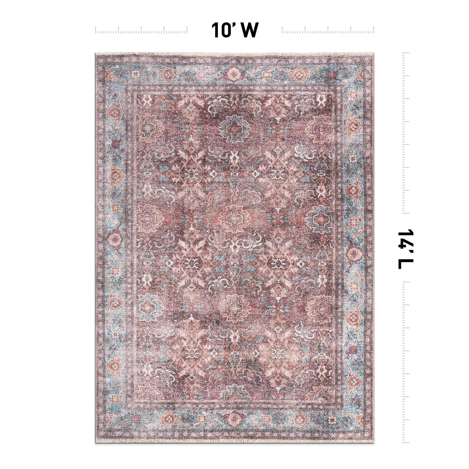 World Rug Gallery Transitional Distressed Vintage Machine Washable Area Rug