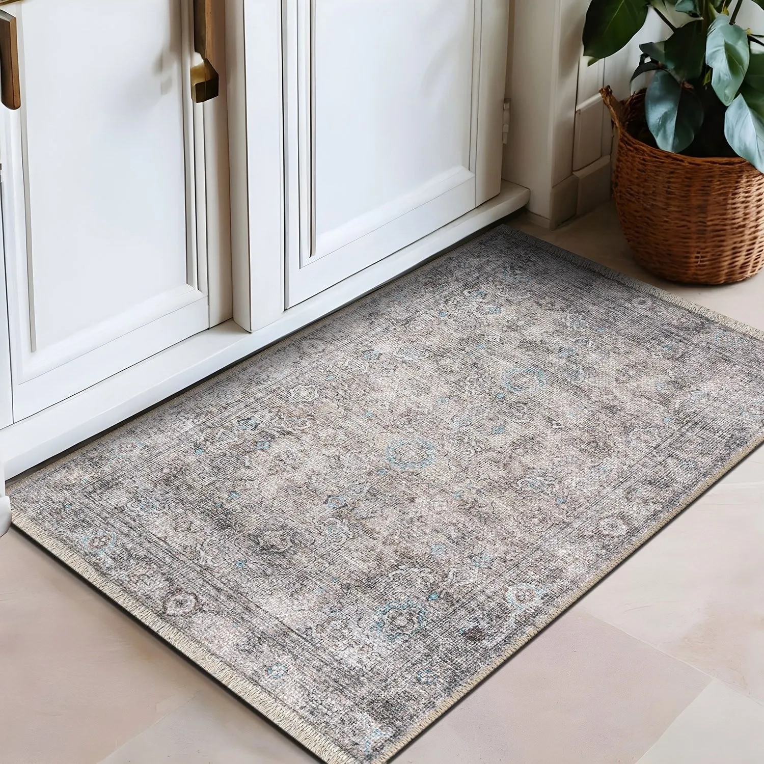 World Rug Gallery Transitional Distressed Vintage Machine Washable Area Rug