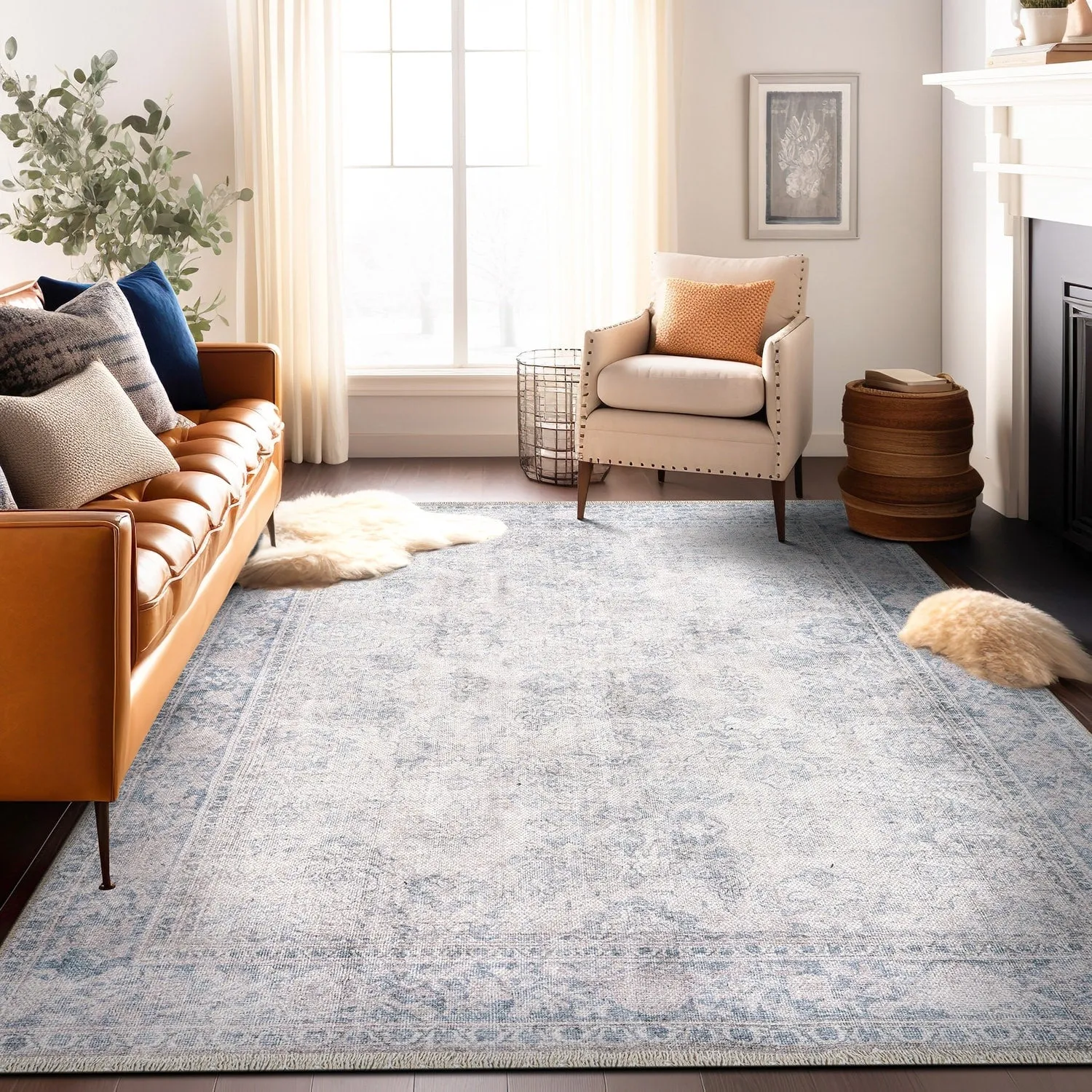 World Rug Gallery Transitional Distressed Vintage Machine Washable Area Rug