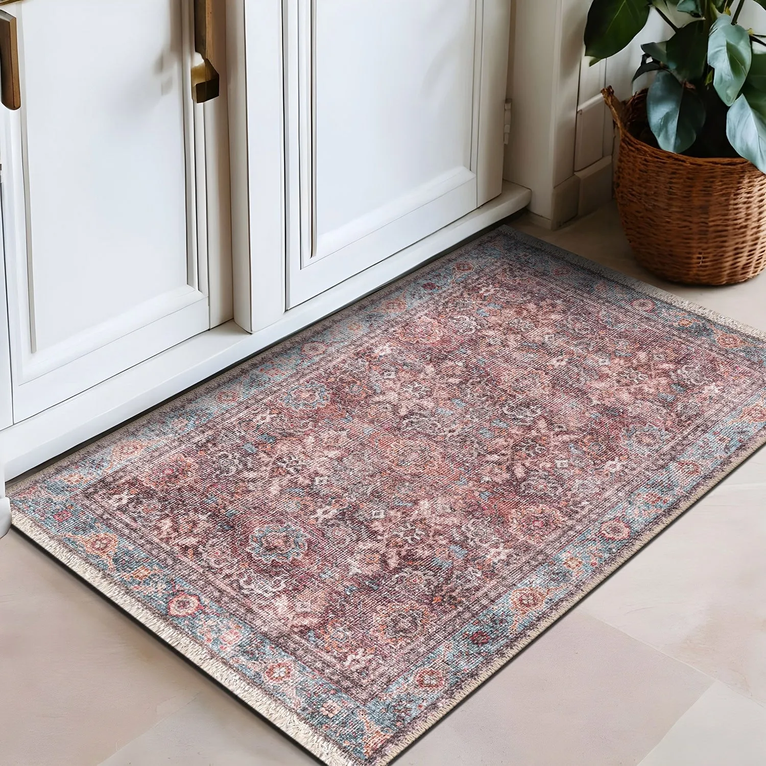 World Rug Gallery Transitional Distressed Vintage Machine Washable Area Rug