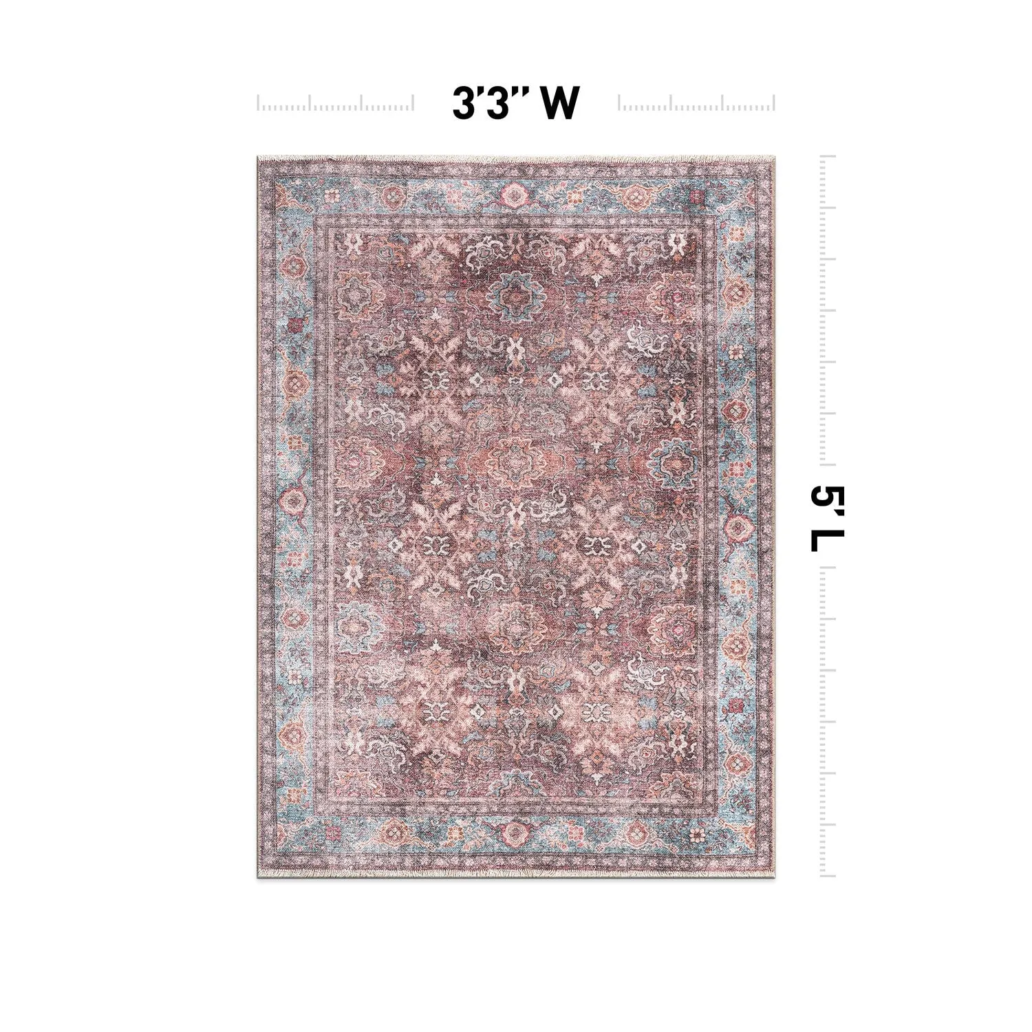 World Rug Gallery Transitional Distressed Vintage Machine Washable Area Rug