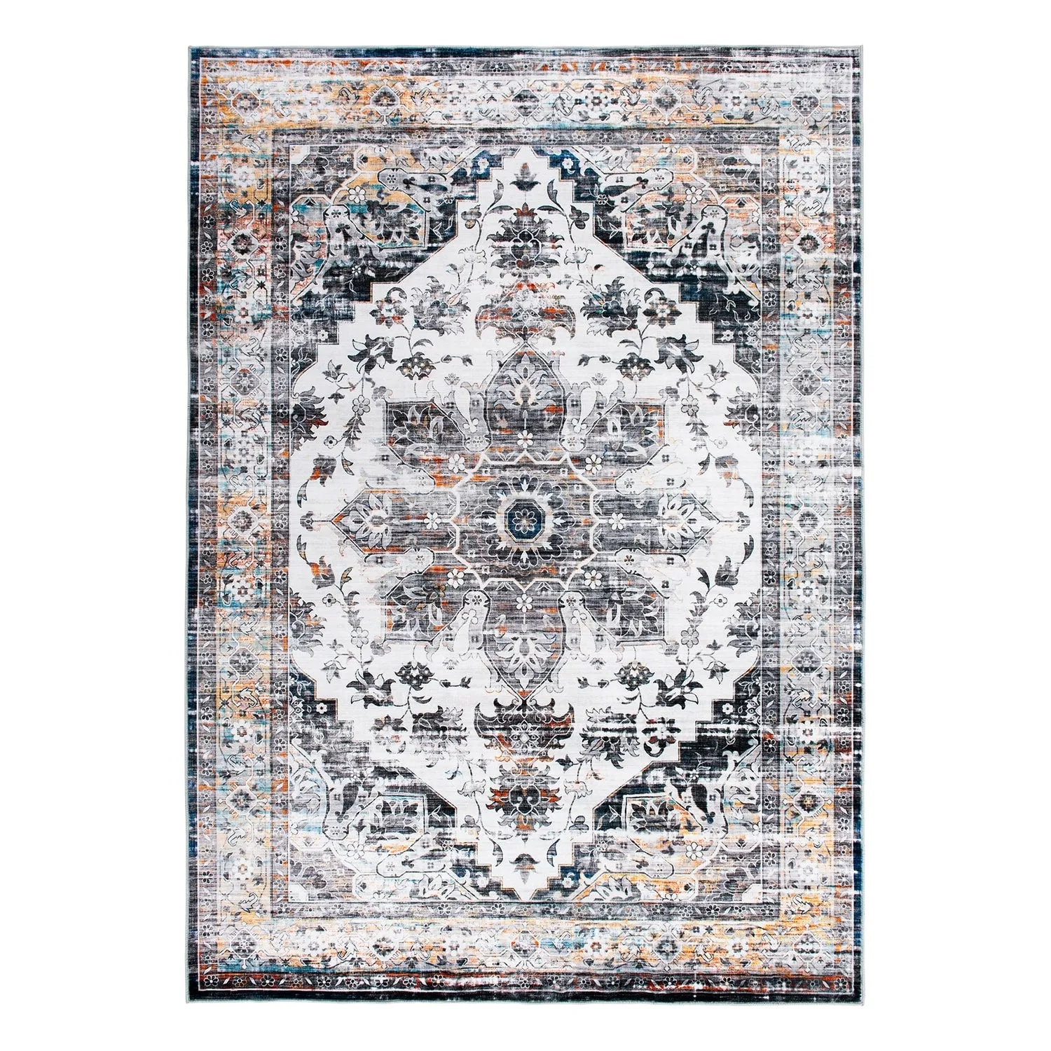 World Rug Gallery Transitional Medallion Machine Washable Area Rug