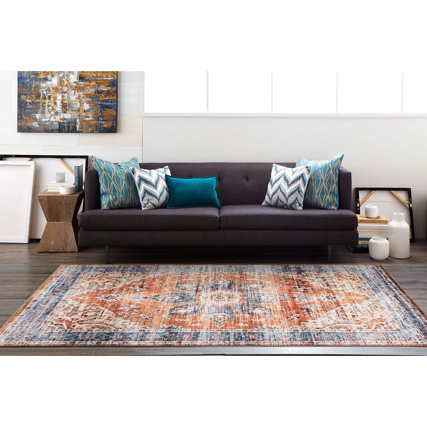 World Rug Gallery Transitional Medallion Machine Washable Area Rug