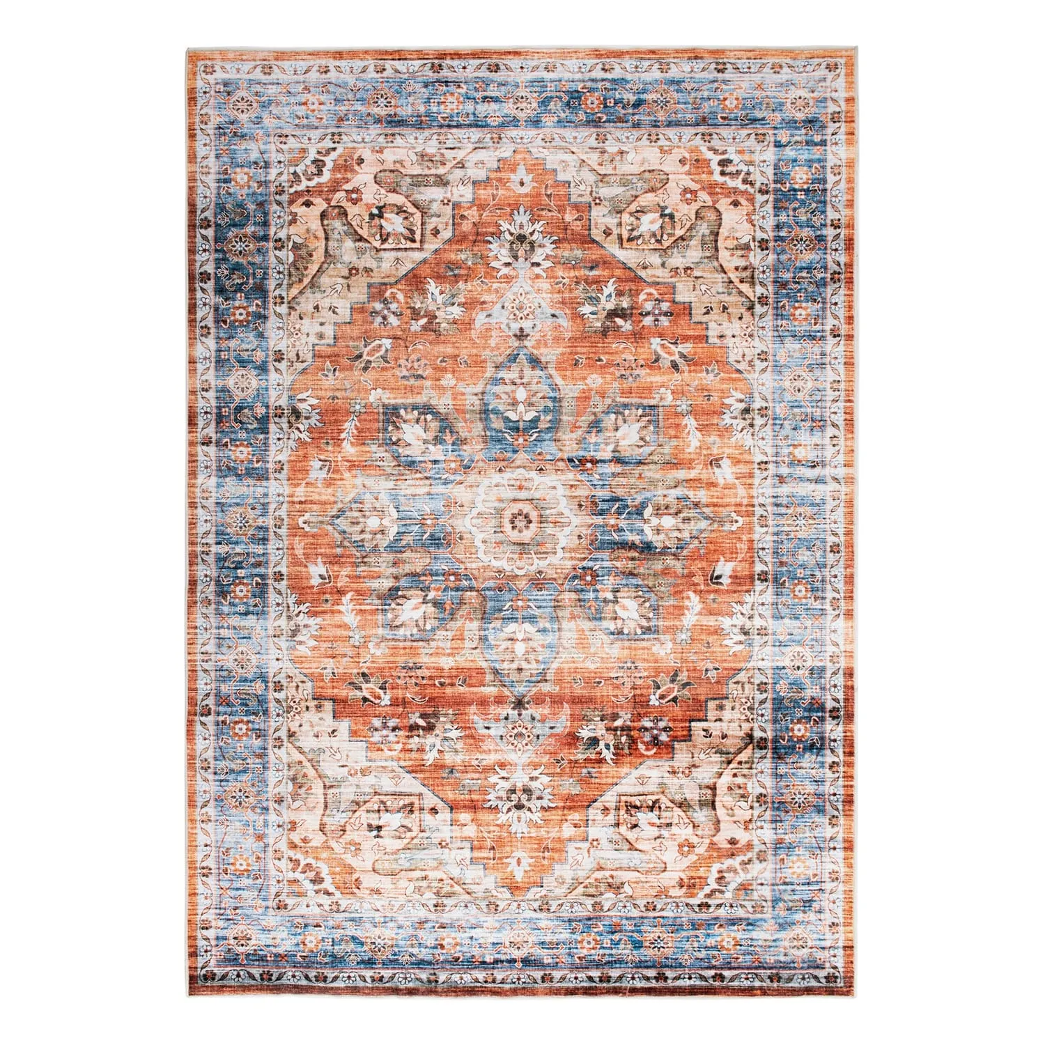 World Rug Gallery Transitional Medallion Machine Washable Area Rug