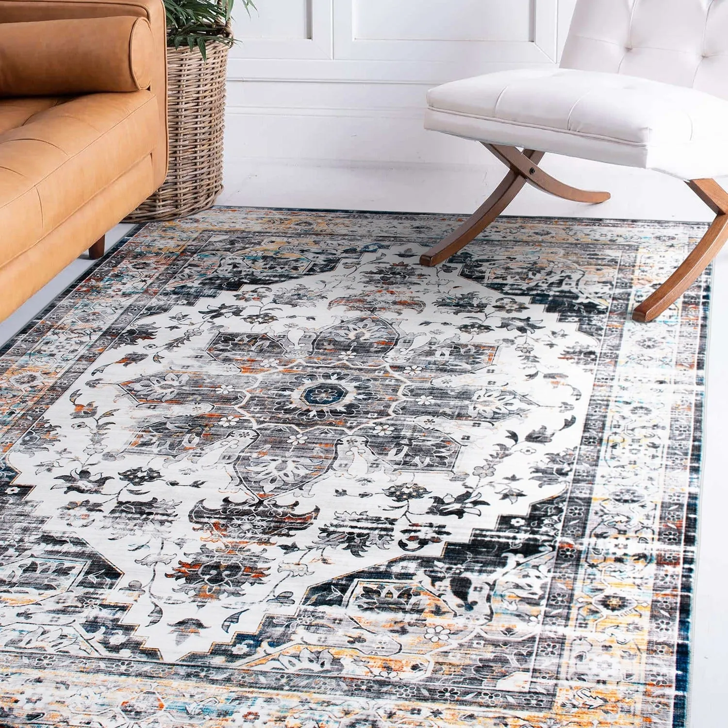 World Rug Gallery Transitional Medallion Machine Washable Area Rug