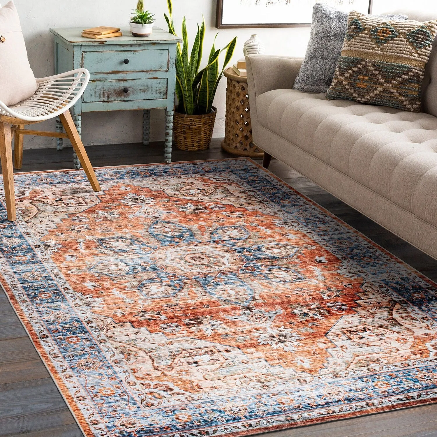 World Rug Gallery Transitional Medallion Machine Washable Area Rug