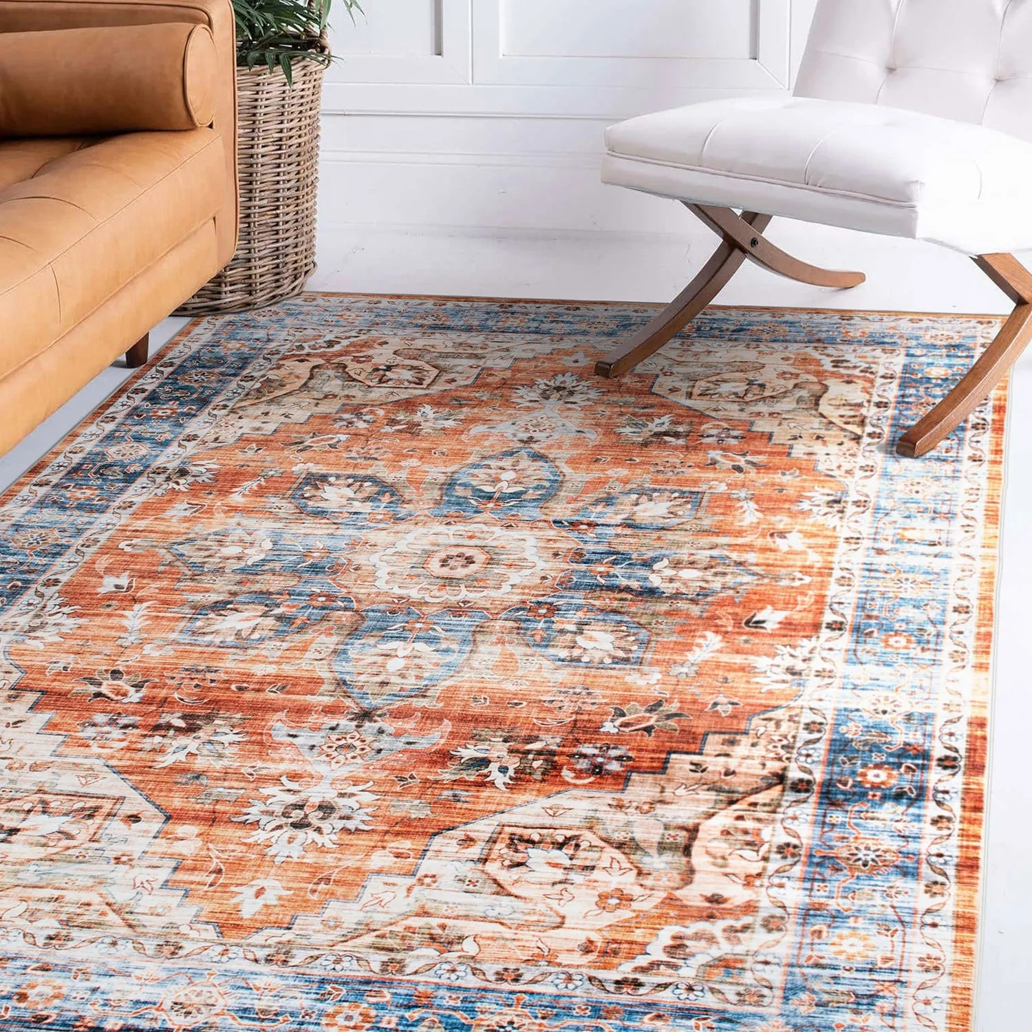World Rug Gallery Transitional Medallion Machine Washable Area Rug