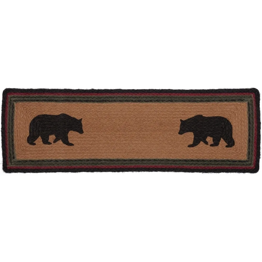 Wyatt Stenciled Bear Jute Stair Tread Rect Latex 8.5x27 - Stair Tread 8.5x27