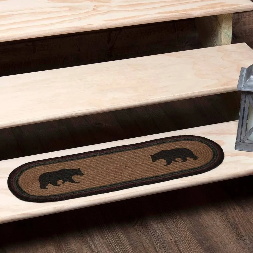 Wyatt Stenciled Bear Jute Stair Tread Rect Latex 8.5x27 - Stair Tread 8.5x27